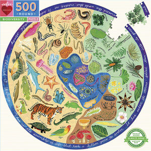 eeBoo - Rundt puslespil 500 brk - Biodiversitet