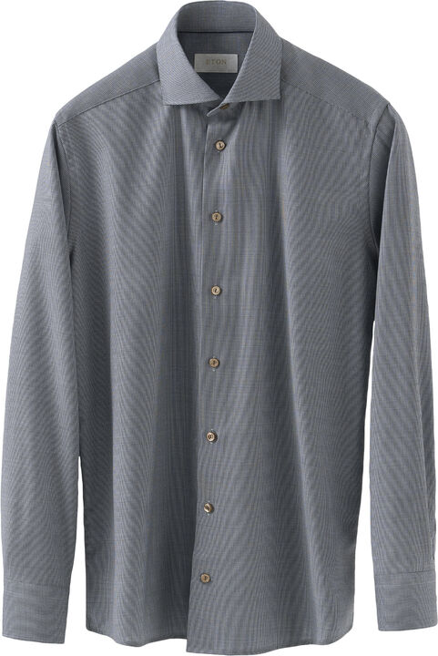 Contemporary Fit Brown Houndstoothmerino Wool Shirt