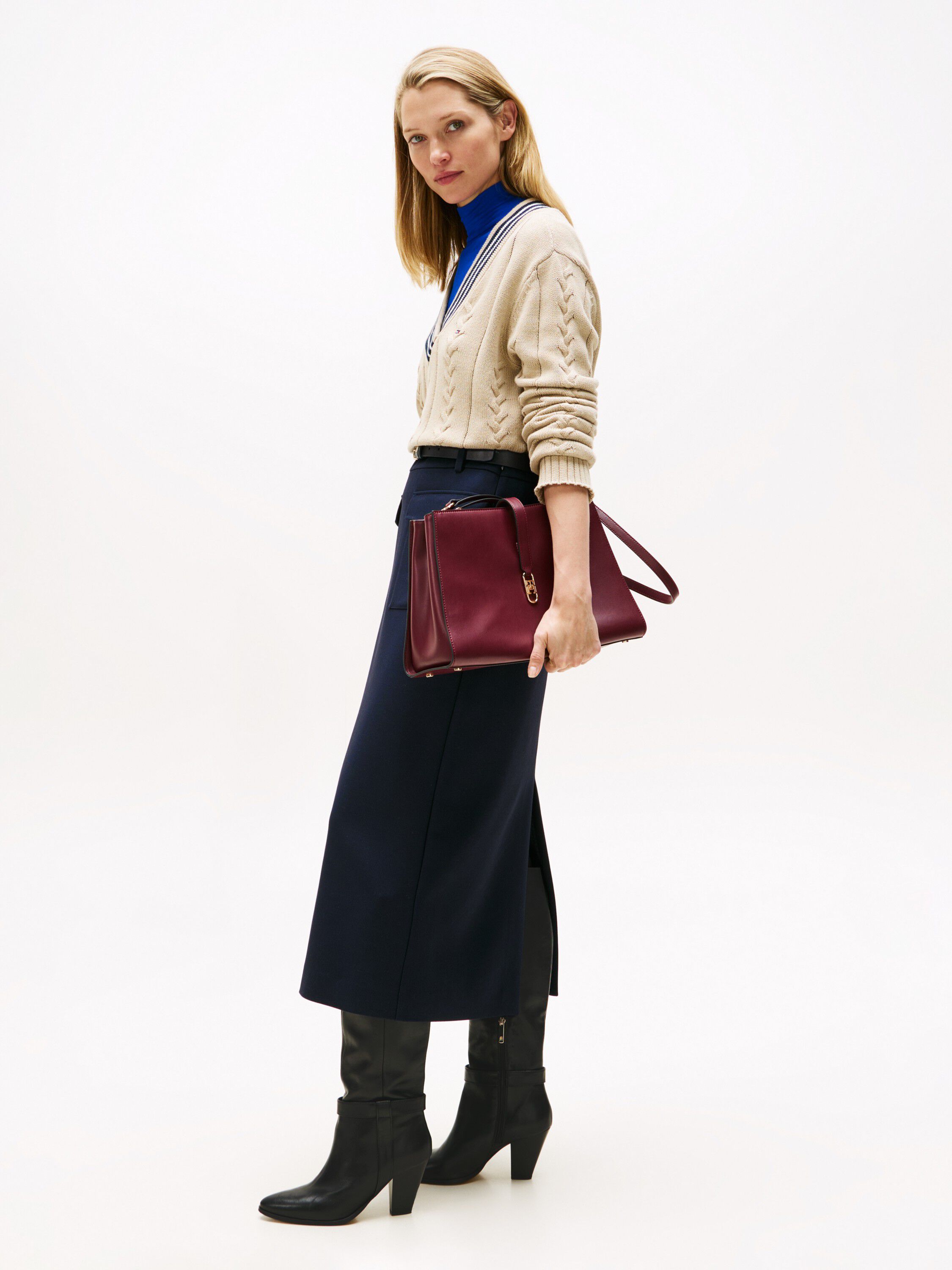 TH T-STRAP LTHR POINTY LONG BOOT