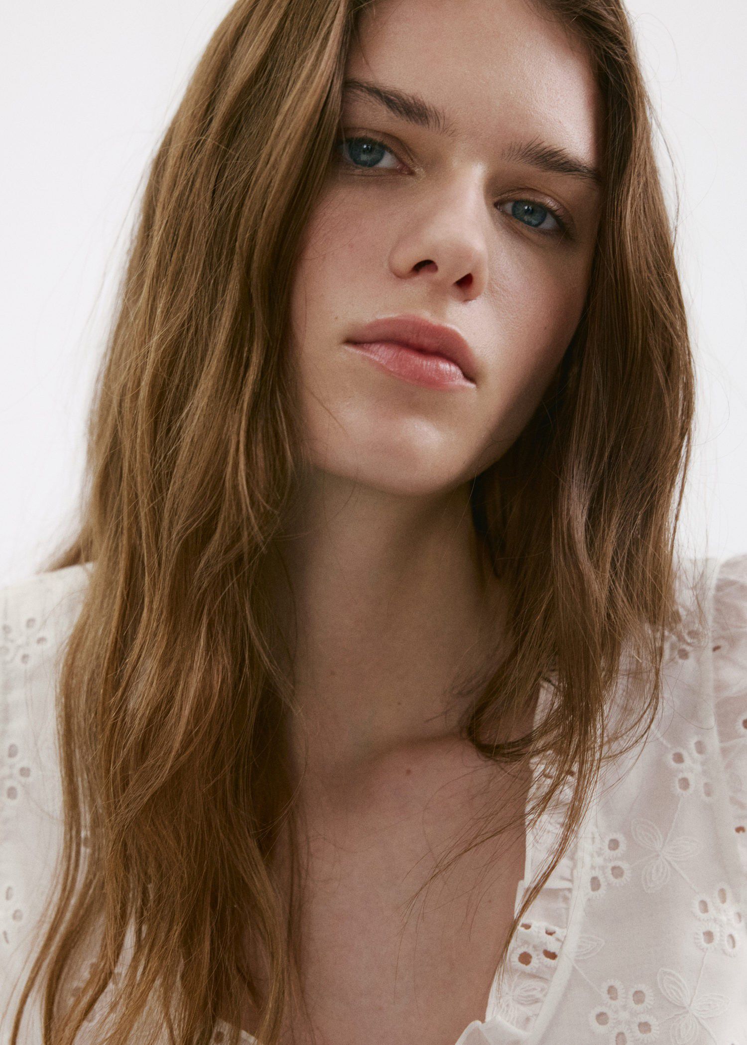 Cotton blouse with broderie anglais