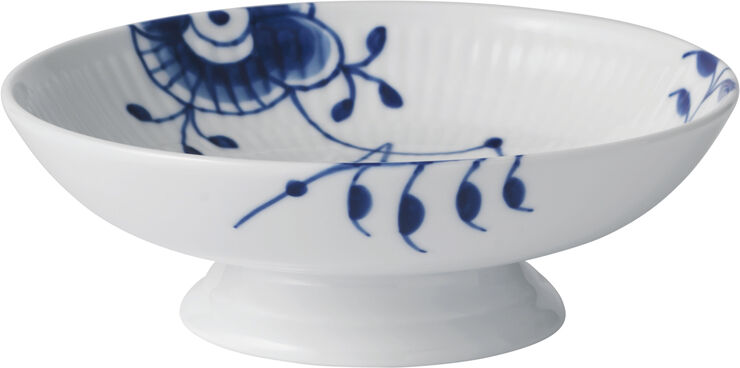 Blå Mega Rriflet 17 cm. skål på fod