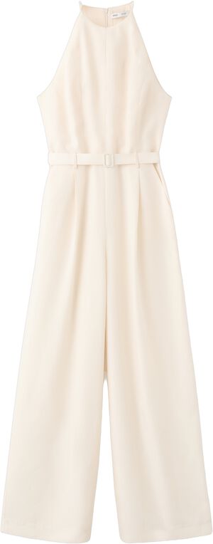 Halter jumpsuit with belt detail