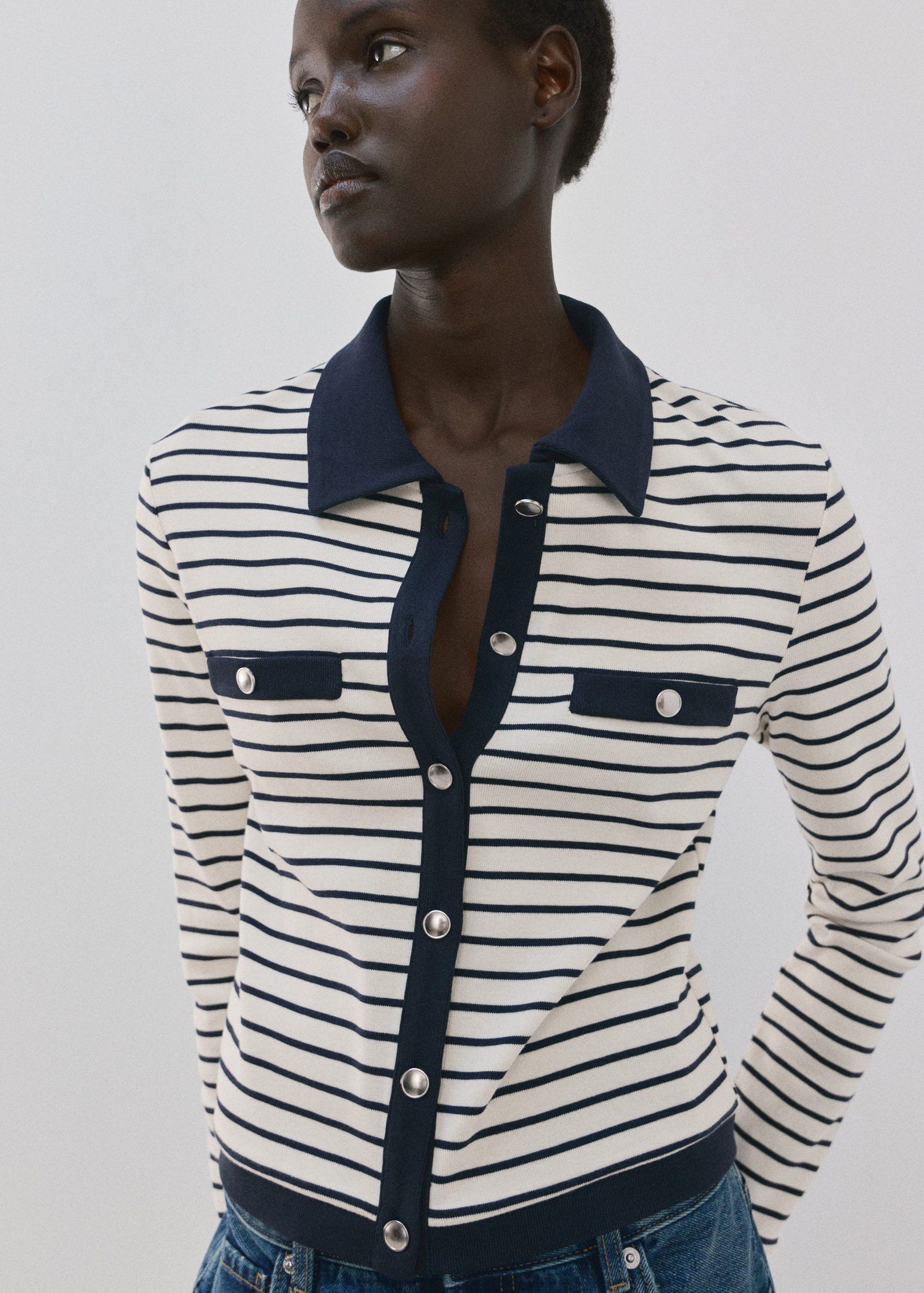 Striped cardigan with jewel buttons