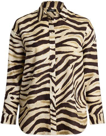 Relaxed Fit Zebra-Print Linen Shirt