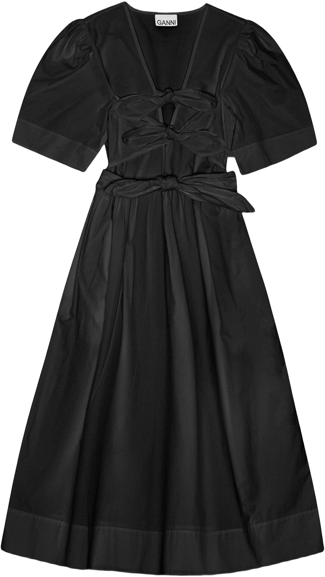 Stretch Cotton Tie Strap Midi Dress