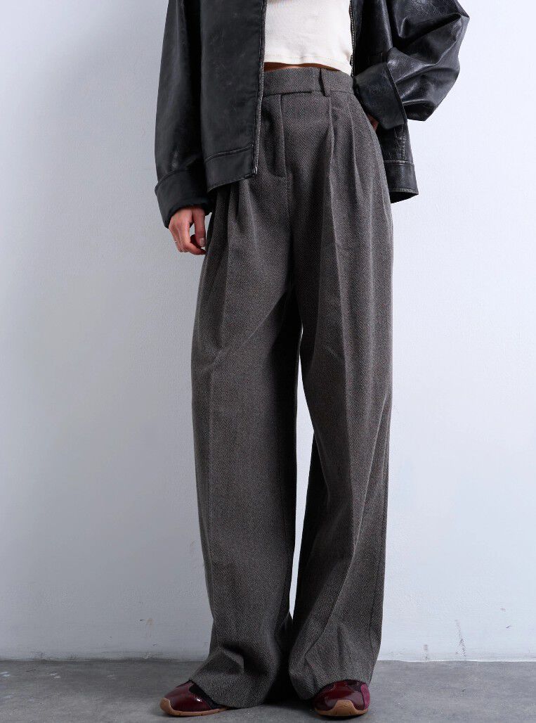 TSPIL PLEAT HERRINGBONE TROUSERS
