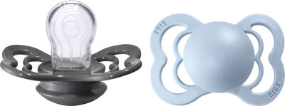 BIBS Supreme 2 PACK Silicone Iron/Baby Blue