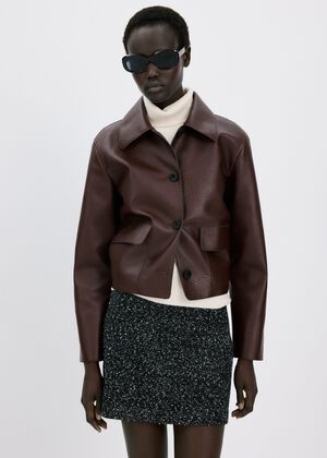 Faux-leather jacket with pockets