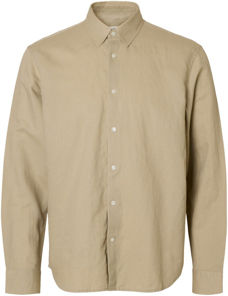 Slhregclay Linenblend Ls Shirt Cla