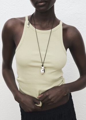 Ribbed cotton-blend top