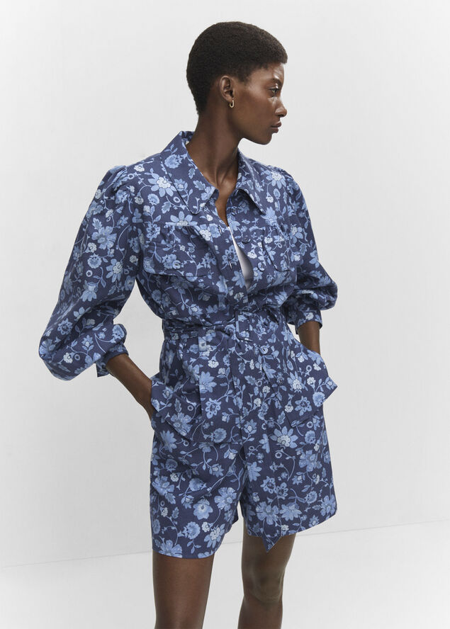 Floral overshirt with belt