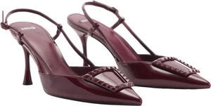 Patent leather slingback-heeled sho