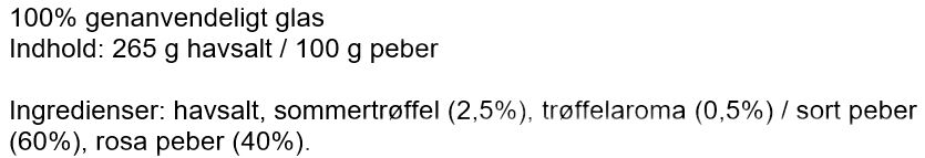Gaves&aelig;t kv&aelig;rne tr&oslash;ffelsalt/peber