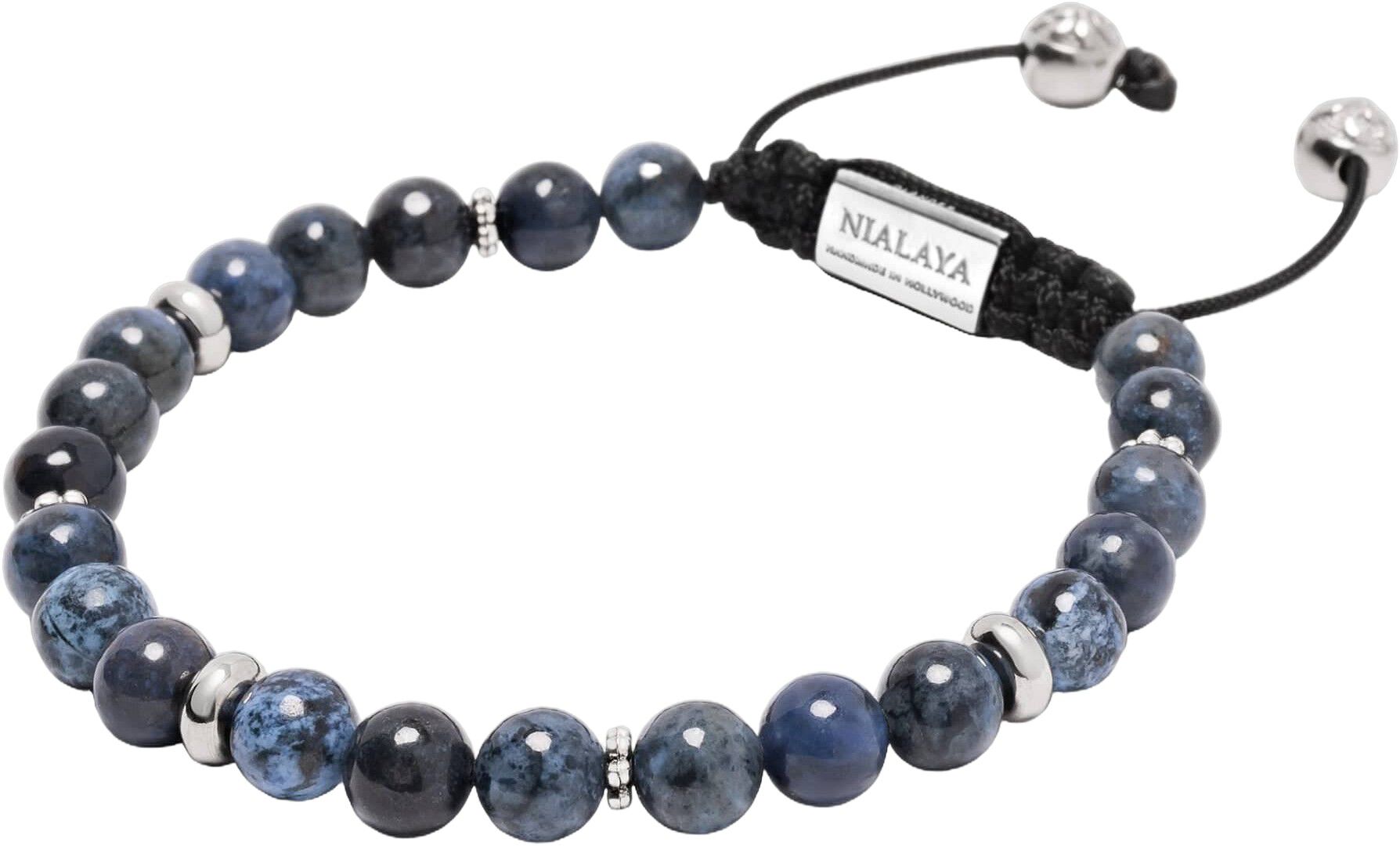 Men's Beaded Bracelet With Blue Dumortierite And Silver