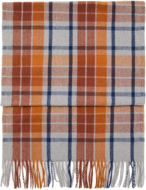 Check scarf with fringed ends