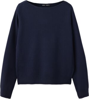 Fine-knit boat-neck sweater