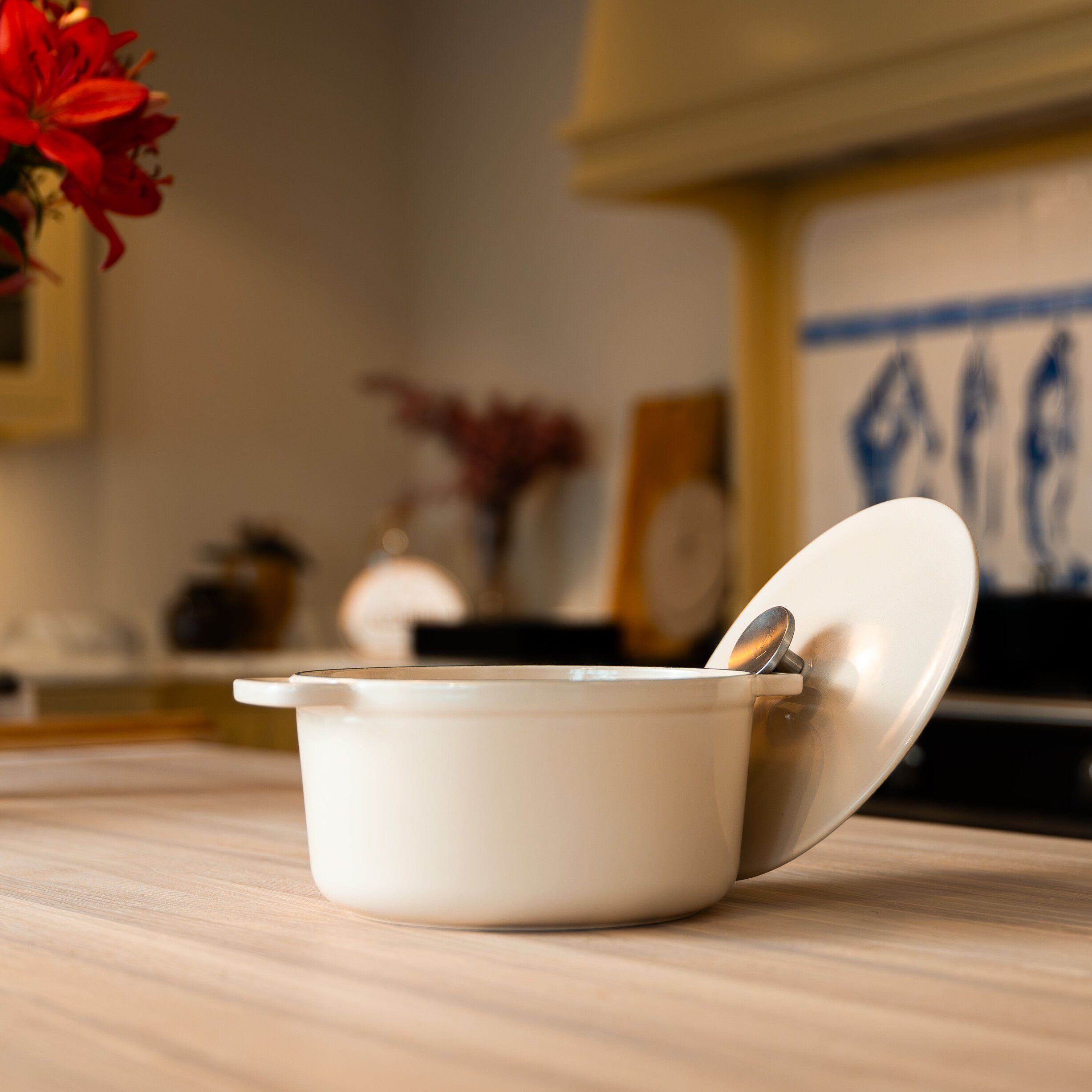 Emaljeret st&oslash;bejernsgryde 4,5L - Creme