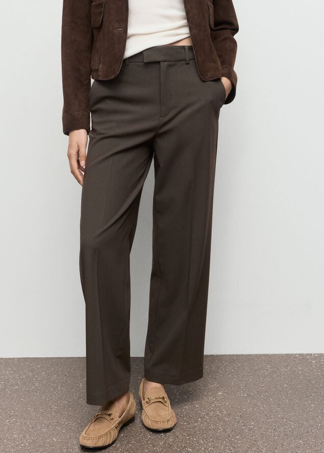 Mid-rise cropped straight-leg trous