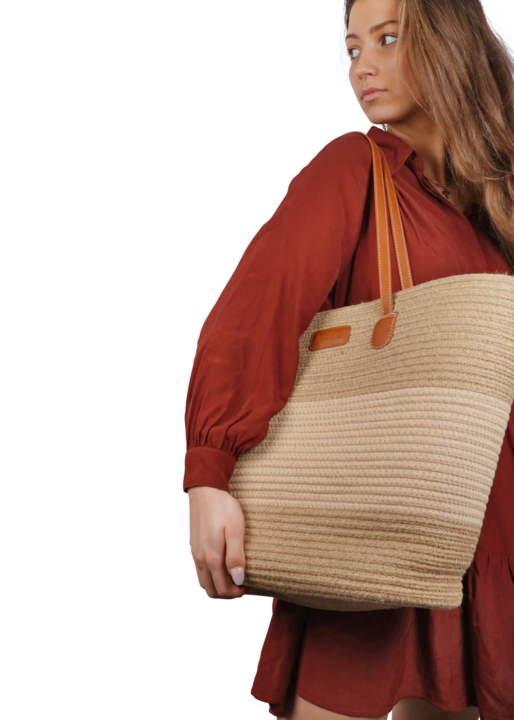 SIMIUS - BEACH BAG W/ PU HANDLES - 45 x 40 CM
