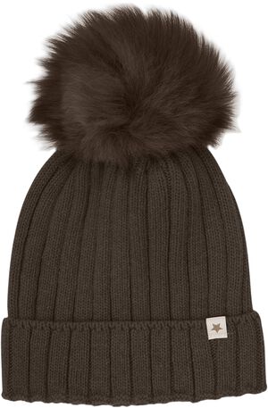 Hat Knit Alpaca Pompom