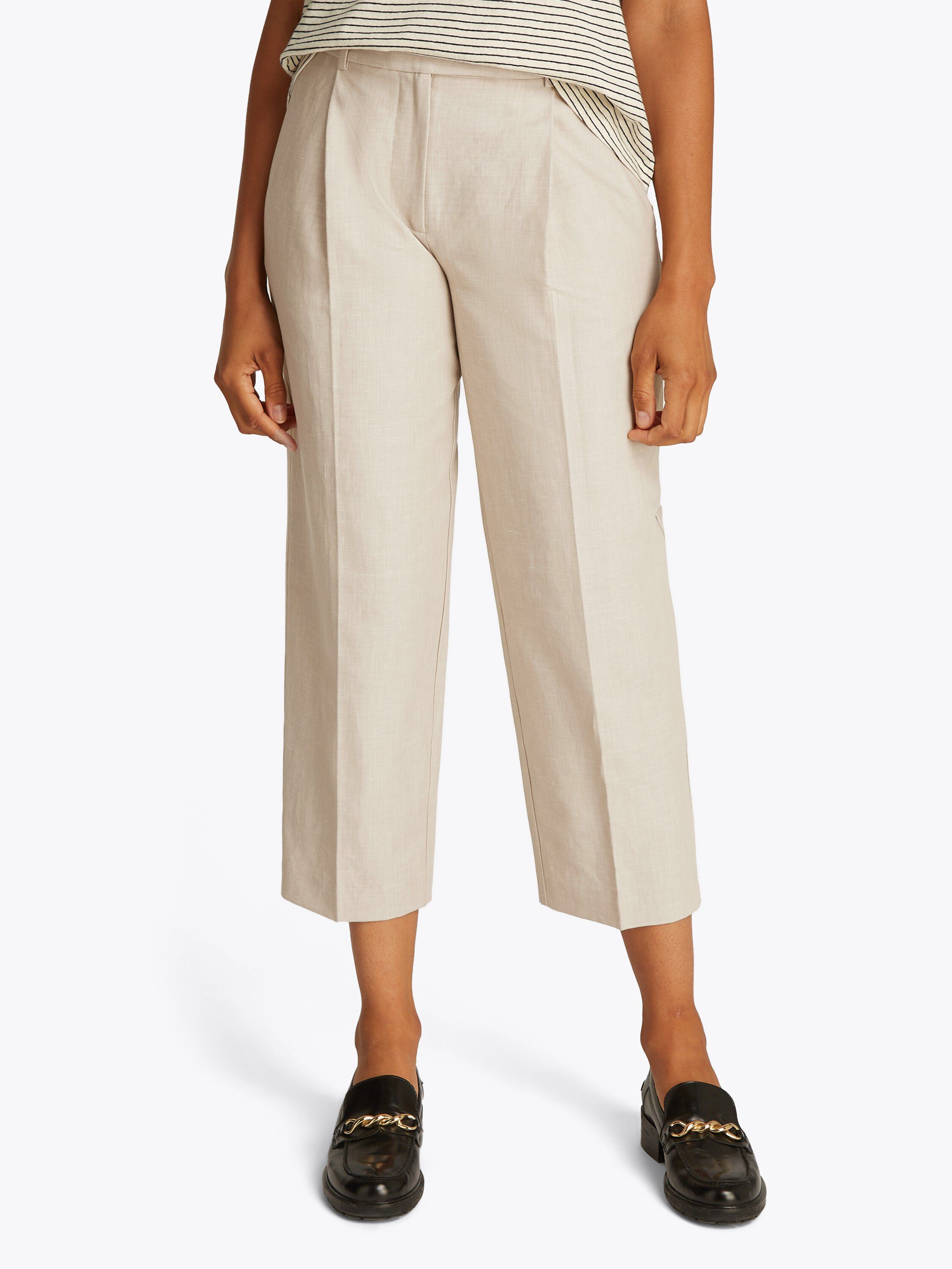 LINEN MIX PLEATED TAPERED PANTS