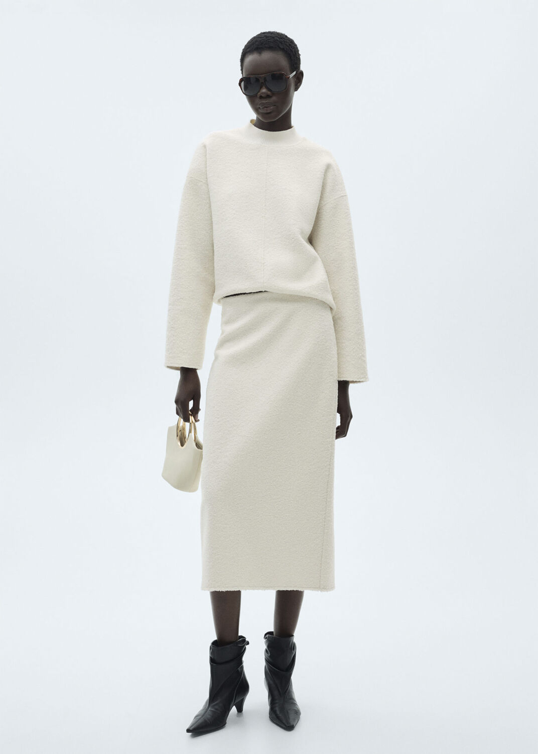 Perkins collar boucl&eacute; sweatshirt