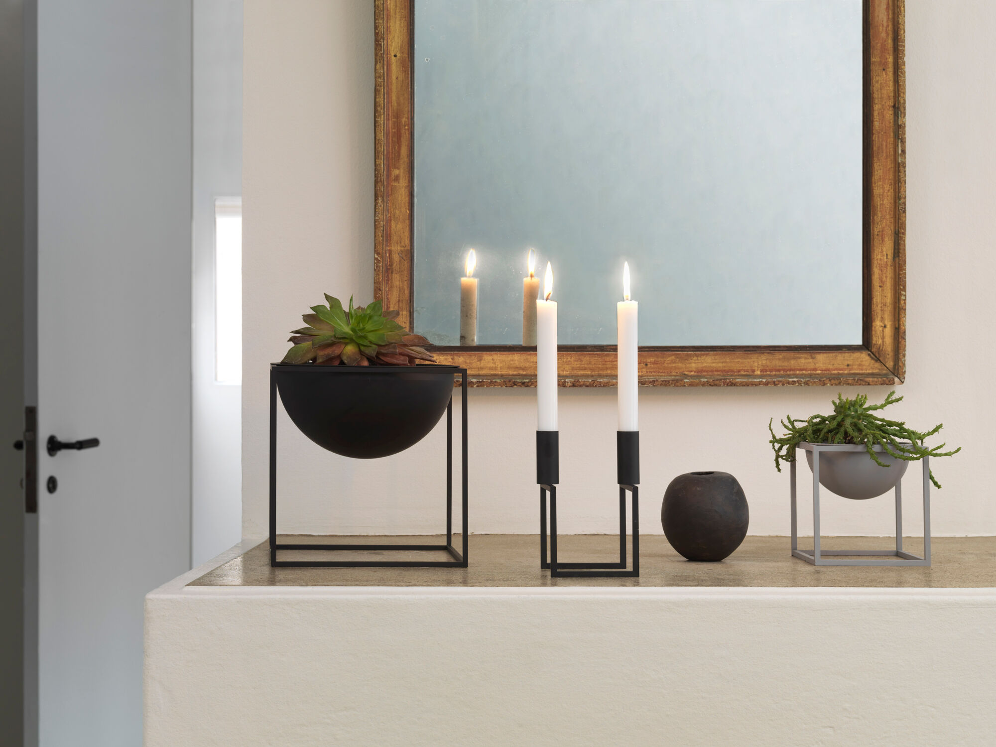 Line, Candle Holder, Black