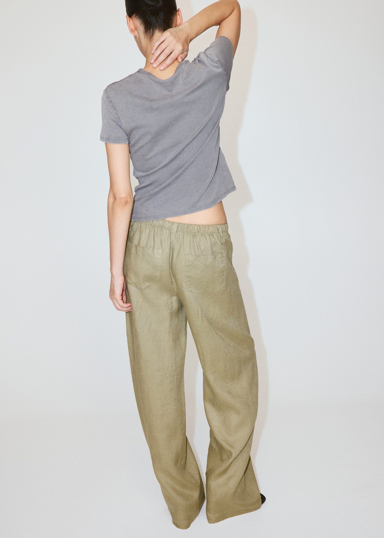 Bow linen trousers