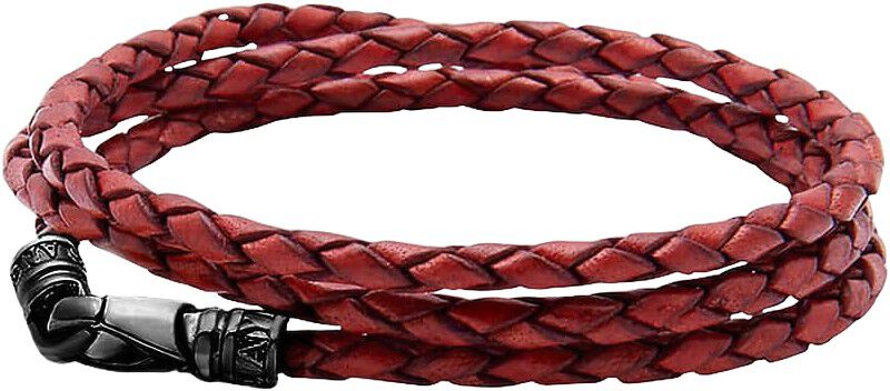 Men's Red Wrap Around Leather Bracelet