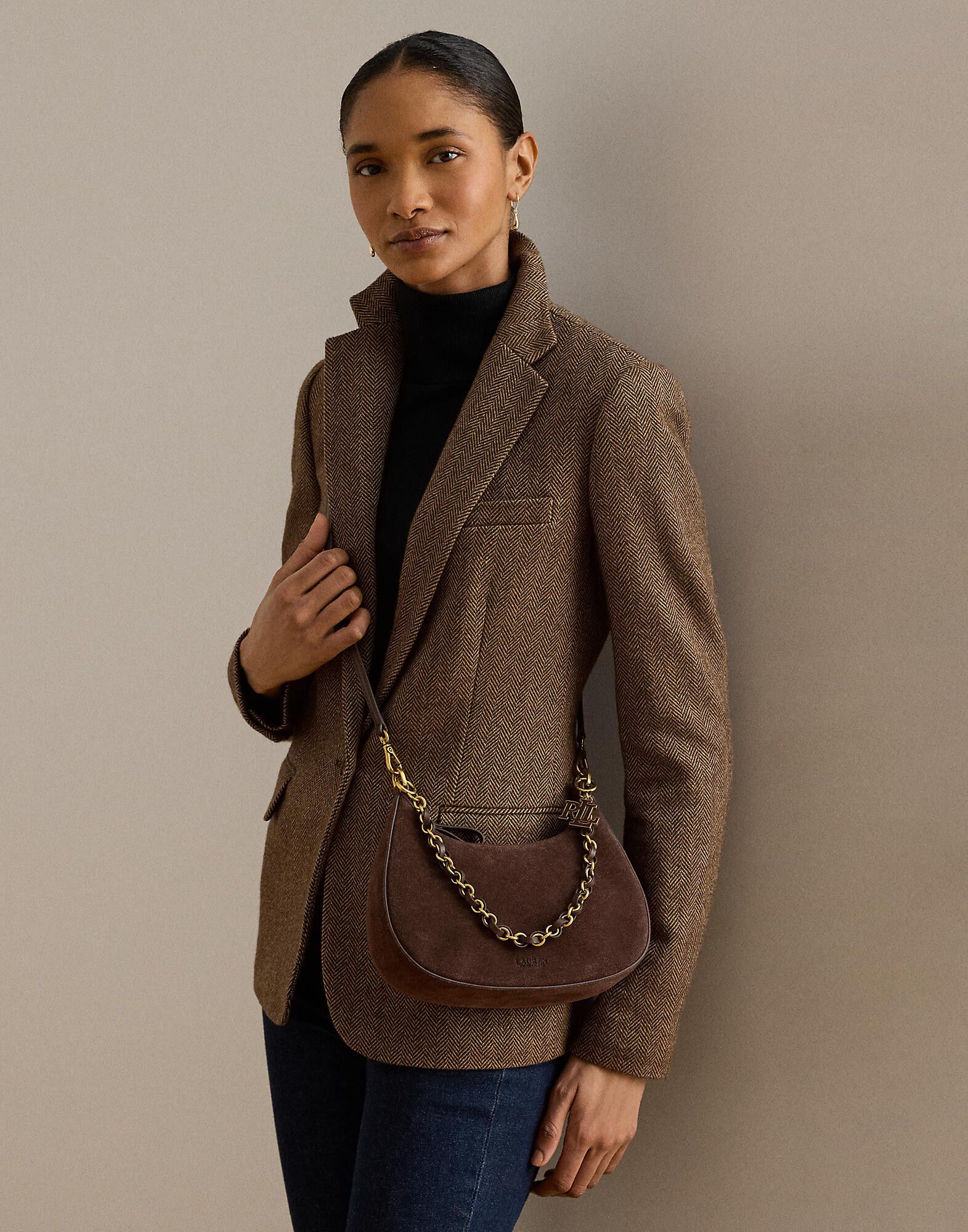 Suede Medium Marcy Zip Shoulder Bag