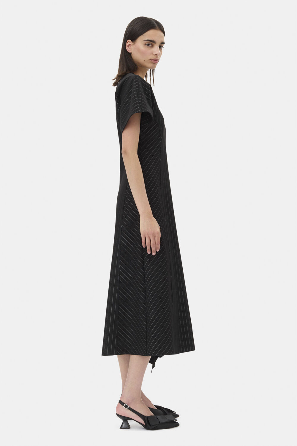Compact Stripe Jersey Long Dress