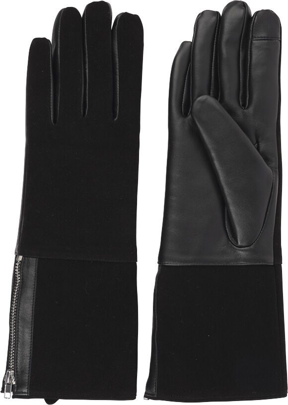 CREMONA - FEMININE ZIP LEATHER GLOVES W/ SHEARLING LINING