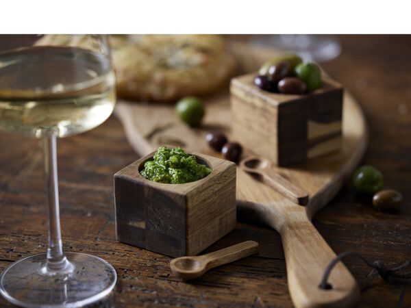 Miniskålesæt med 2 skeer 6 x 6 x 5 cm 2 stk. Akacietræ