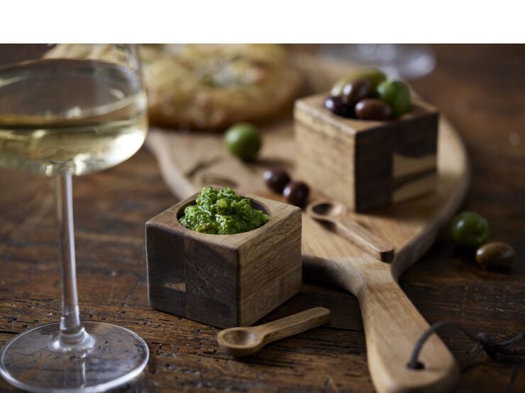 Miniskålesæt med 2 skeer 6 x 6 x 5 cm 2 stk. Akacietræ