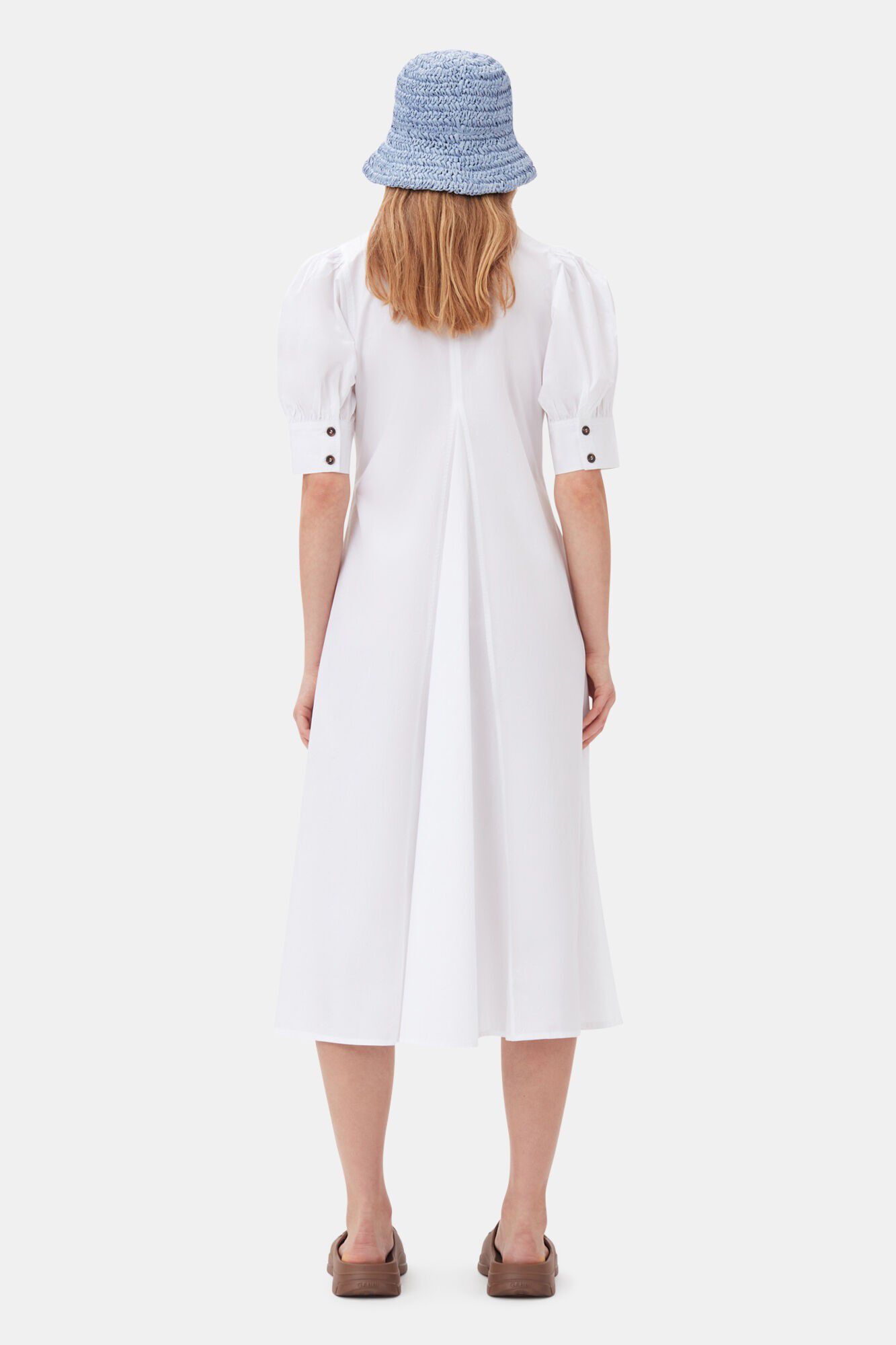 Cotton Poplin V-Neck Maxi Dress