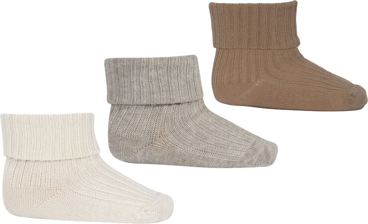 Cotton rib baby socks - 3-pack