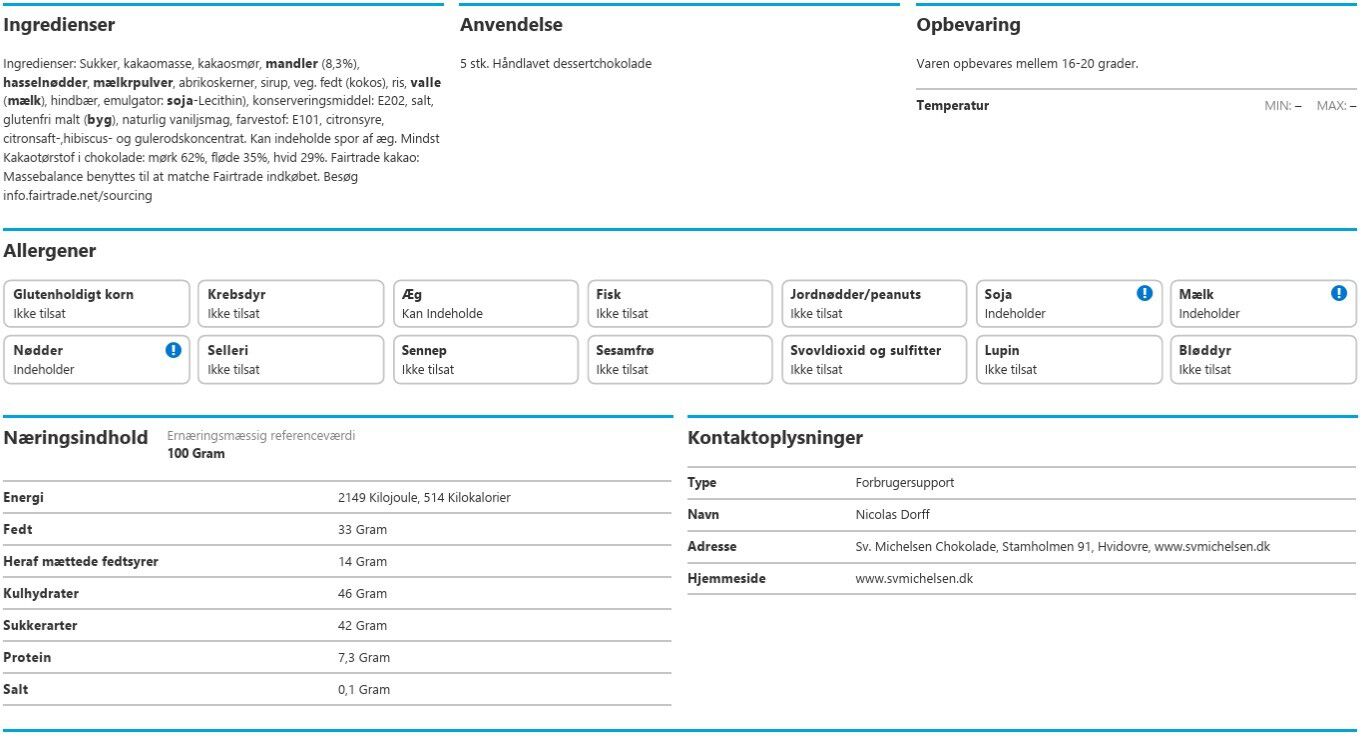 5 stk fyldt chokolade i &aelig;ske
