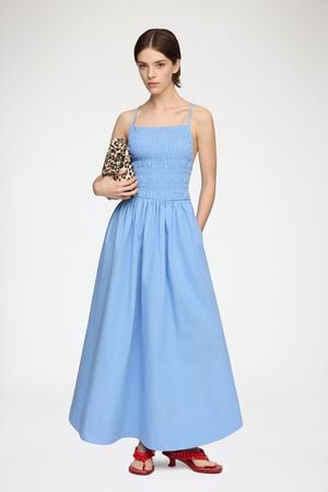 Compact Poplin Long Smocked Dress