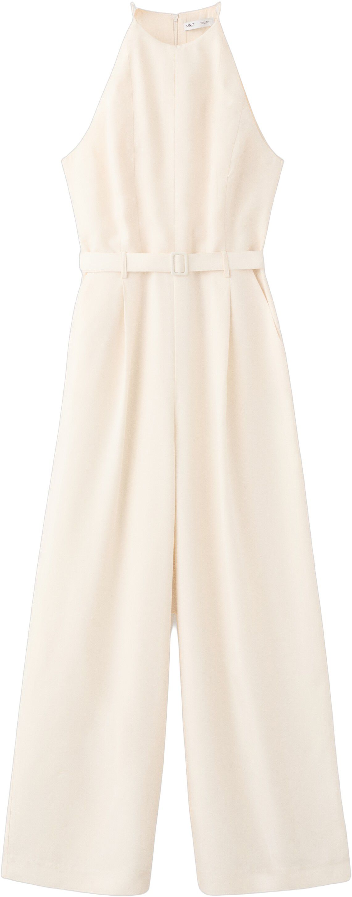 Halter jumpsuit with belt detail