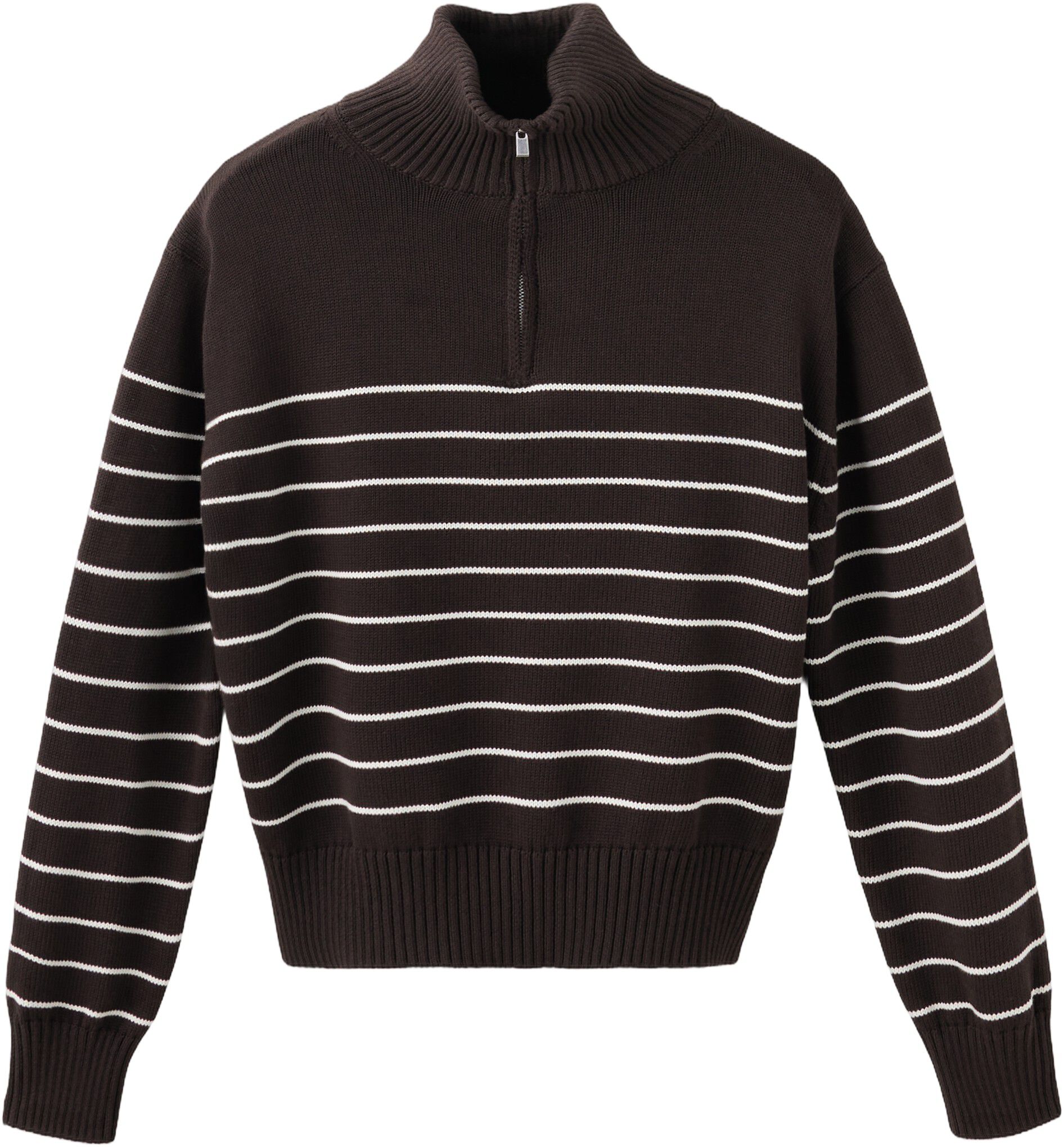 Striped sweater with zip