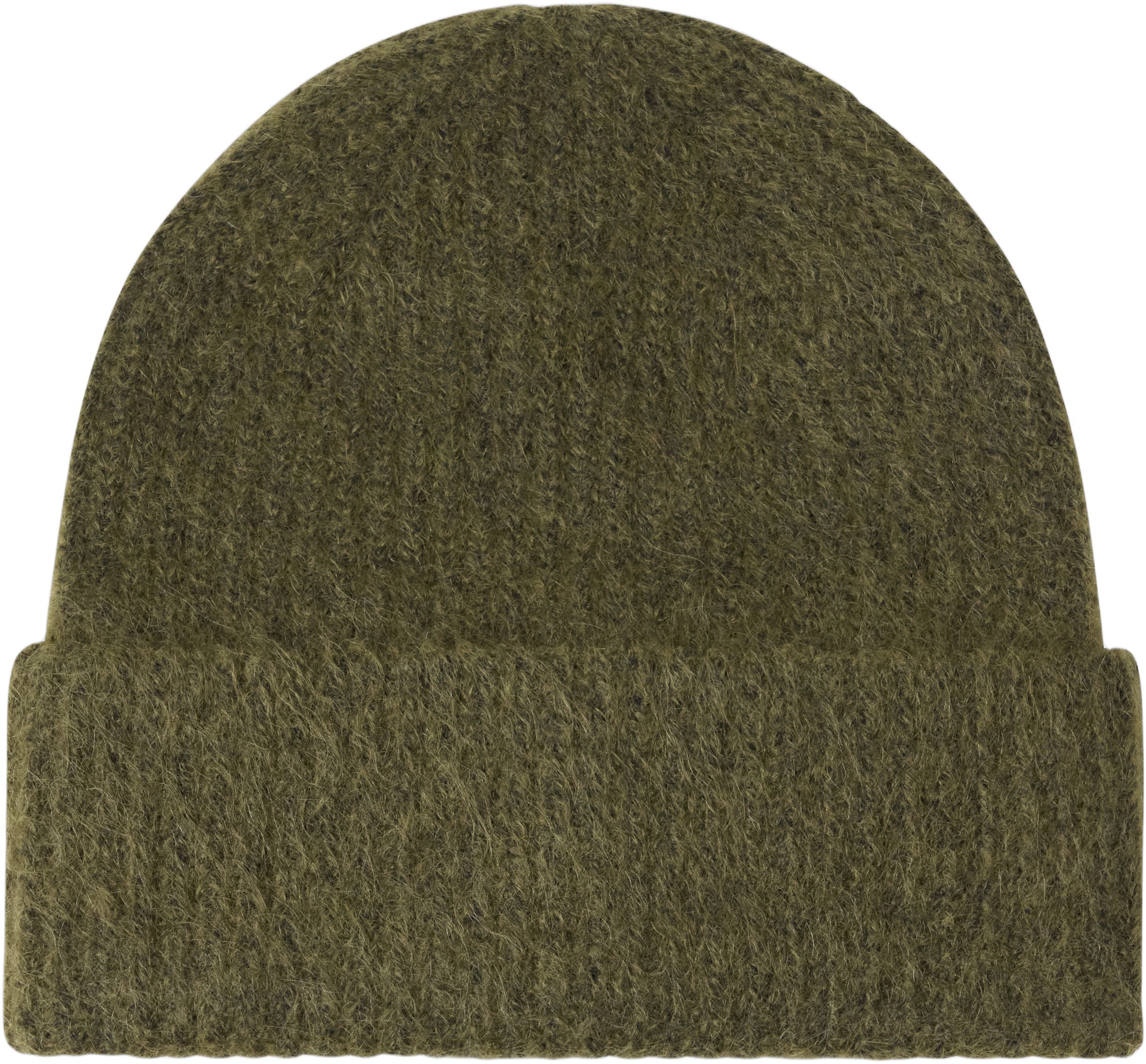 Rib-knit beanie with a folded brim.