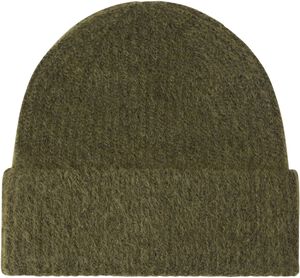 Rib-knit beanie with a folded brim.