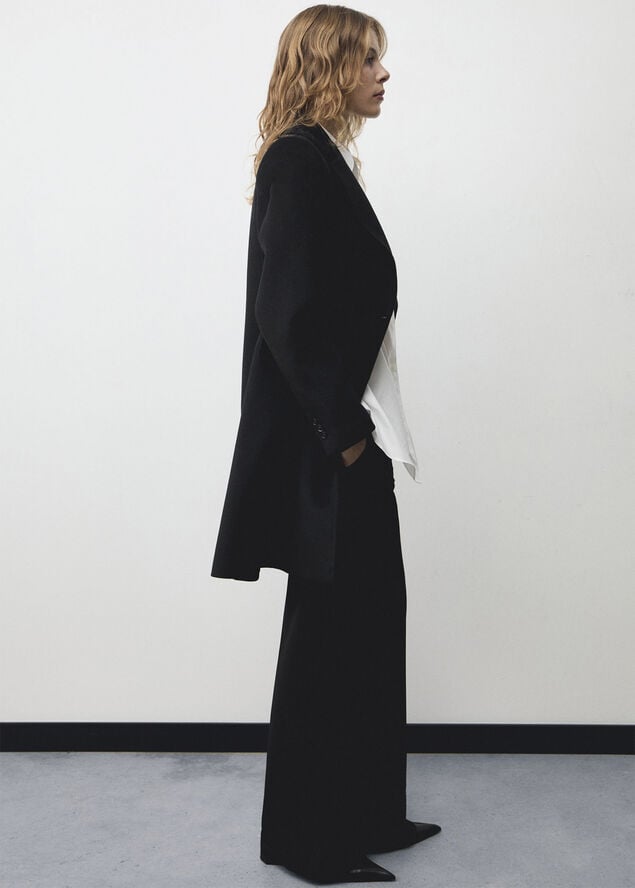 Double-breasted wool coat