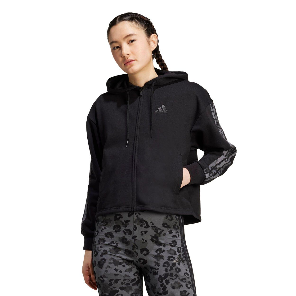 Animal Print Full Zip H&aelig;ttetr&oslash;je