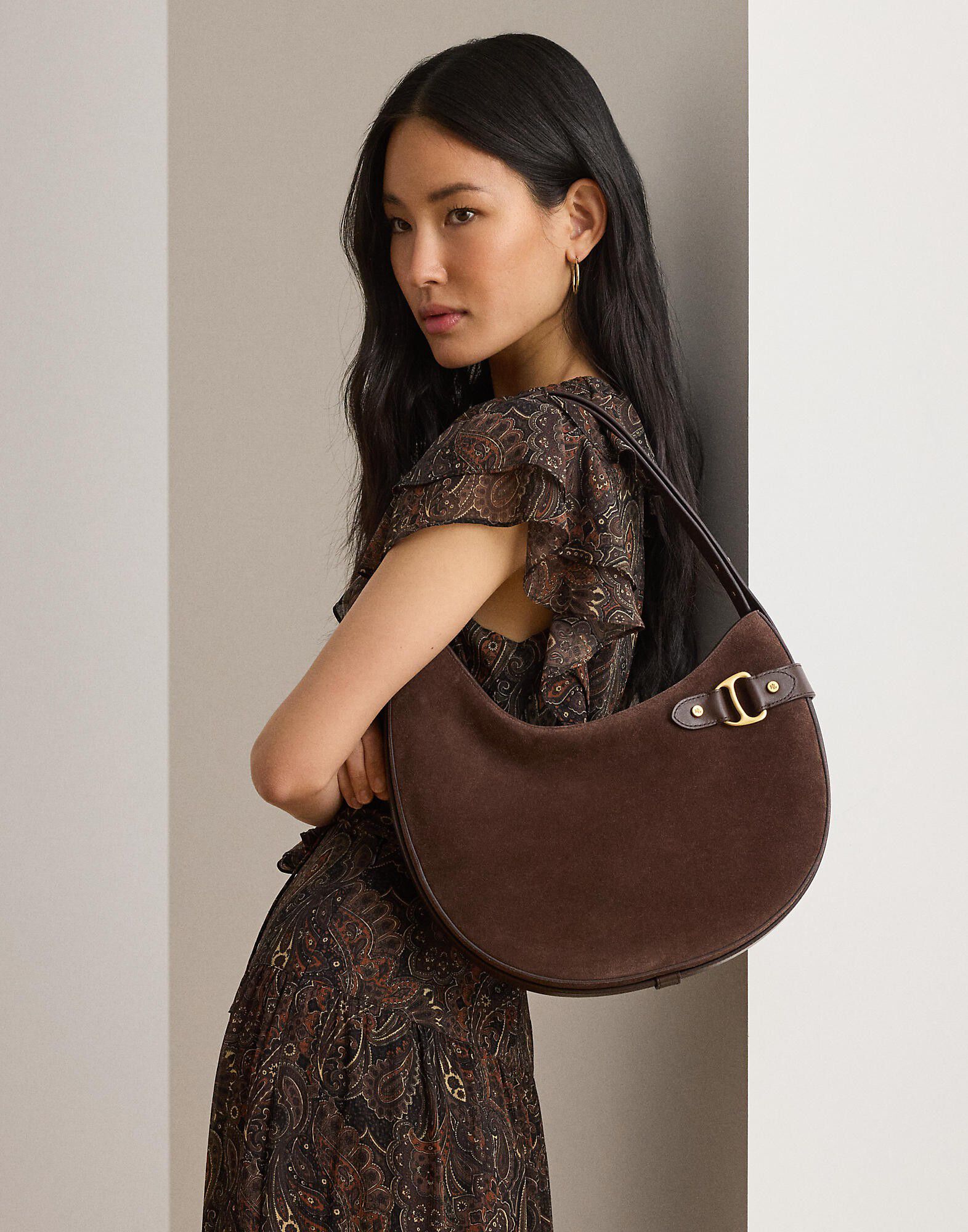 Suede Large Tasha Shoulder Bag