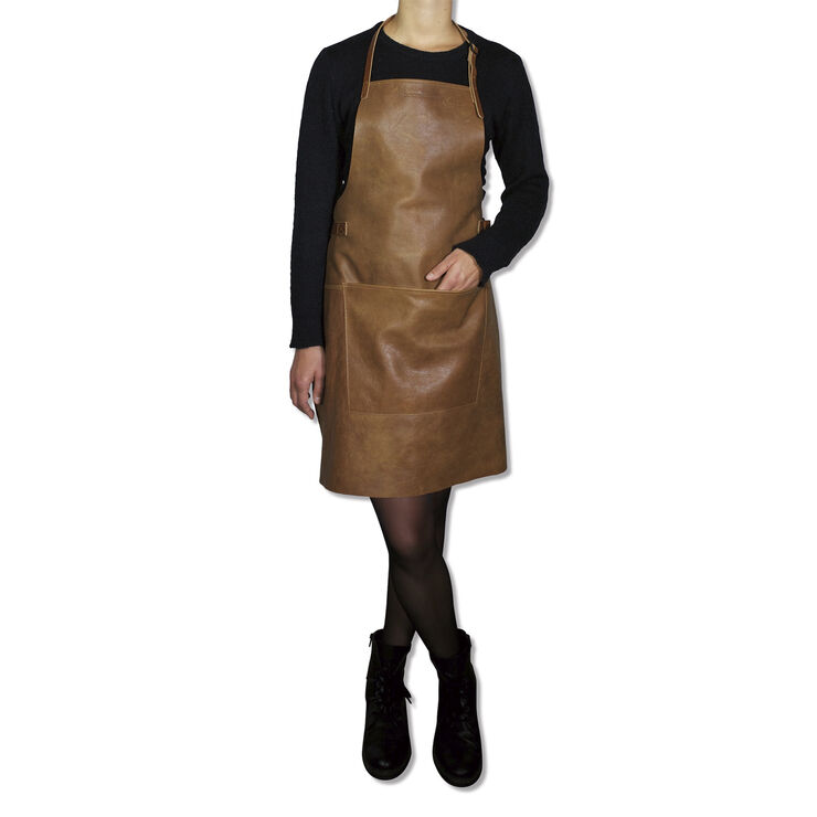 Læderforklæde BBQ Style Apron Vintage Camel