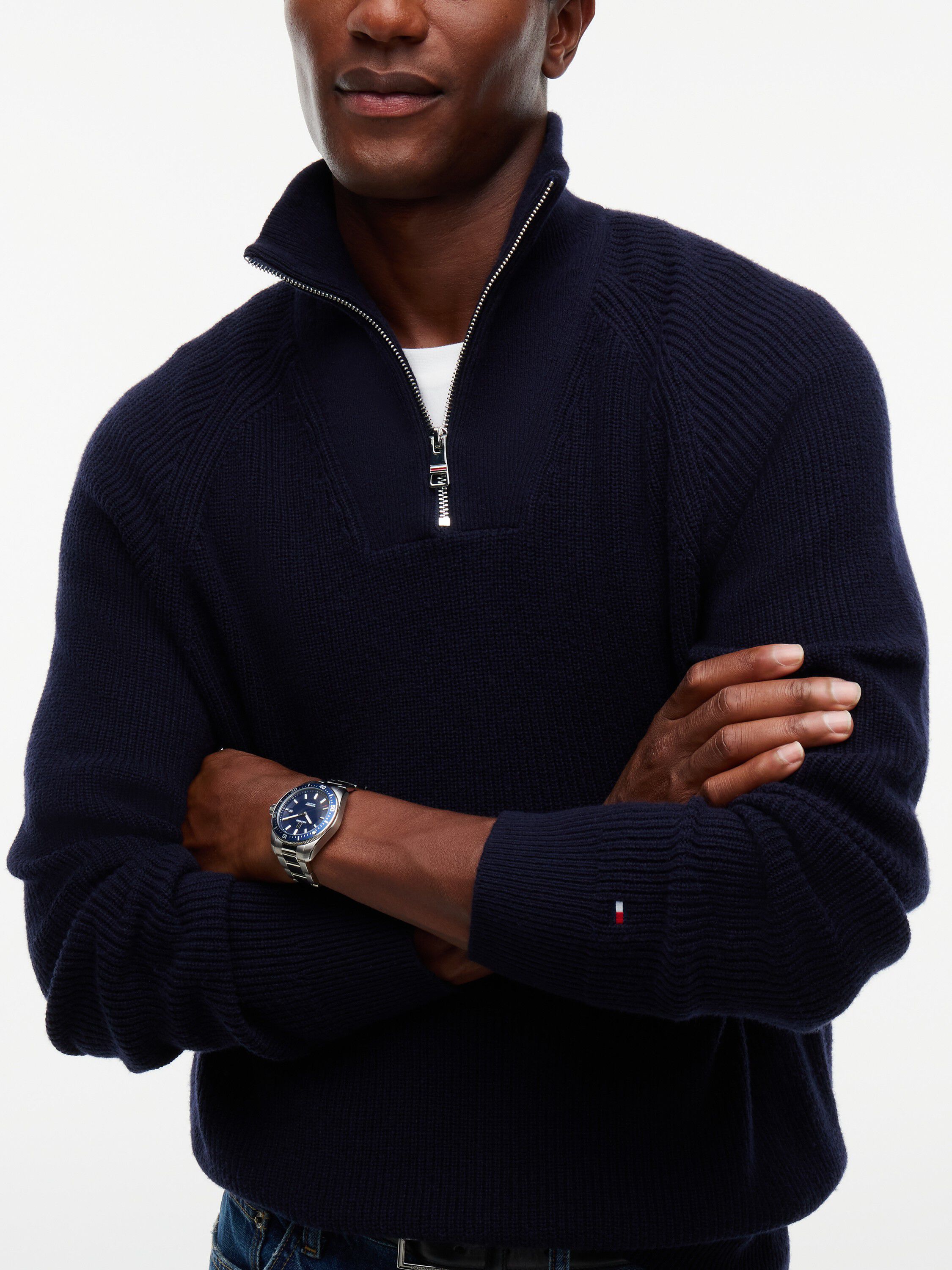 FISHERMAN RIB ZIP MOCK