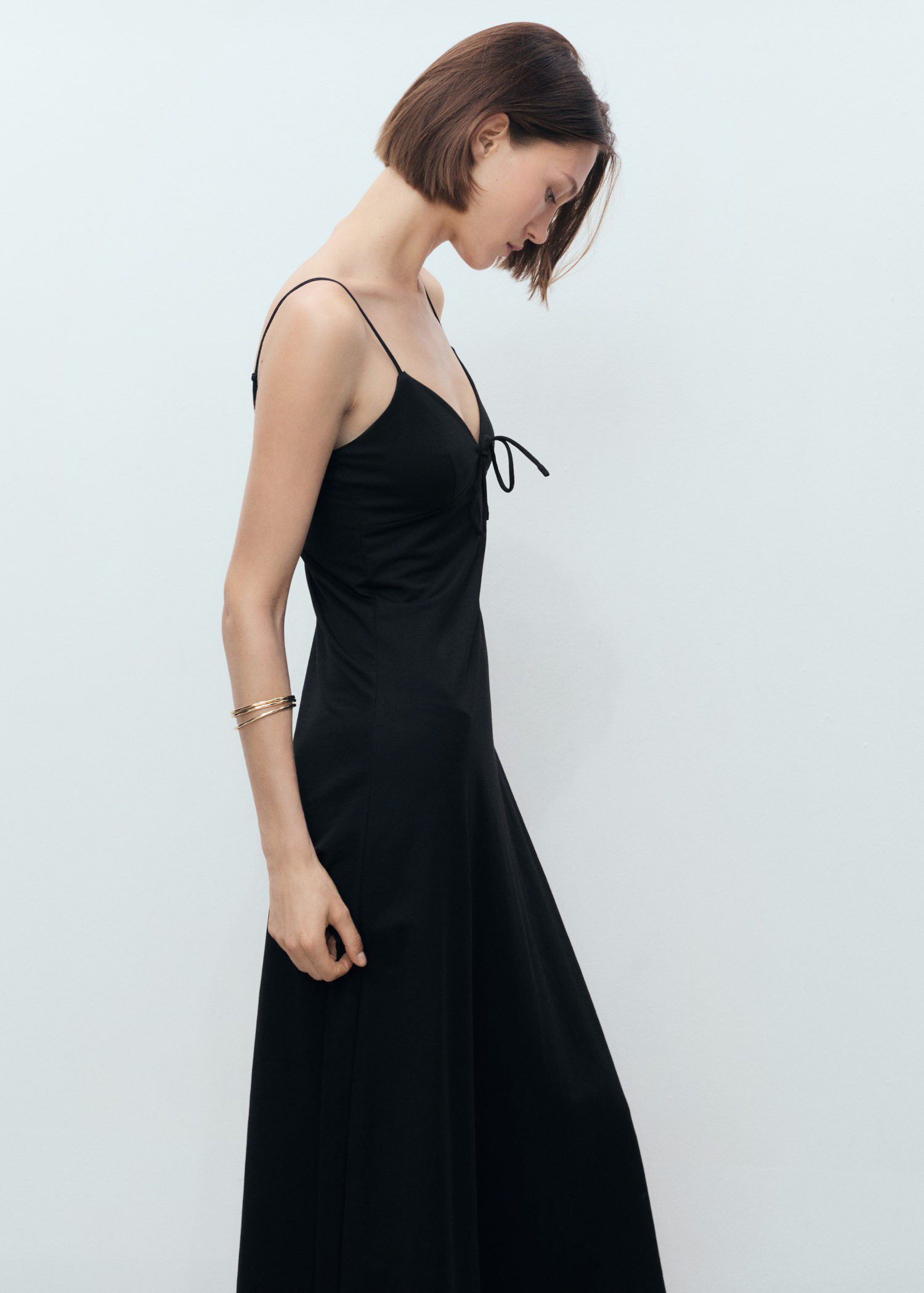 Long dress with bow neckline