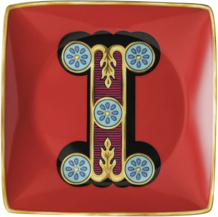 Bowl 12cm sq. flat, Holiday Alphabet I, Versace