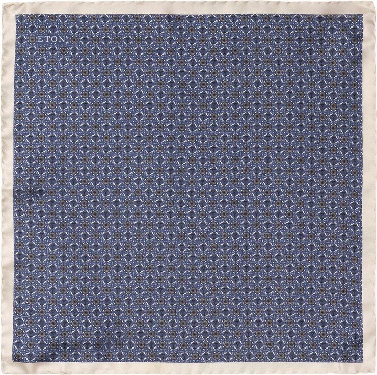 Navy Blue Geometric Silk Pocket Square